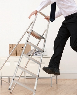 person falling off of ladder